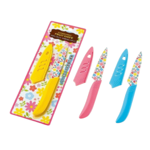 Dao Gọt Hoa Quả Ceramic 19.5 cm Họa Tiết Hoa Có Nắp - Echo