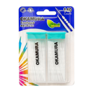 Tăm Nhựa Nha Khoa Okamura 140 Cây – Hộp Tiện Dụng, Vệ Sinh Kẽ Răng Nhật Bản